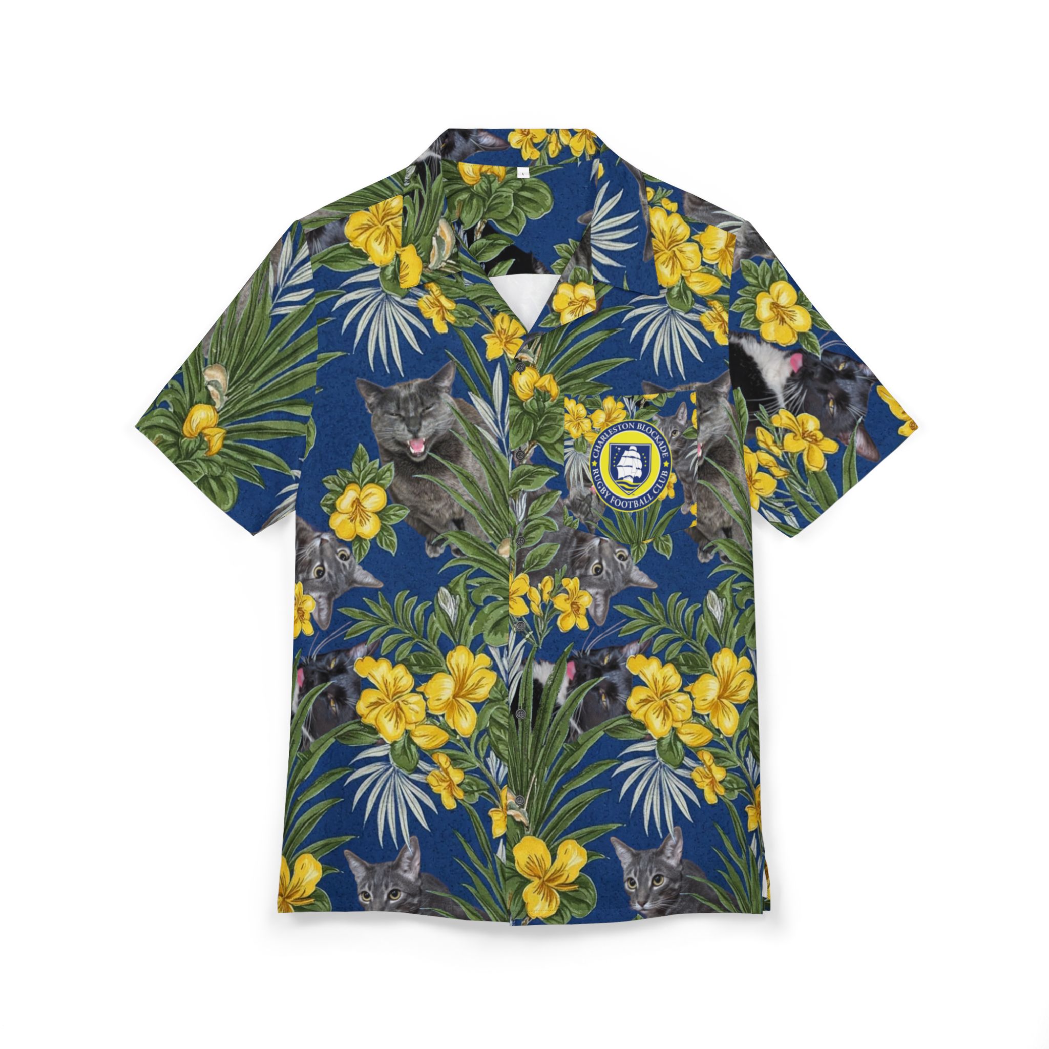 Palmetto, Jessamine, AND Cat Print Hawaiian Button-Down Shirt for Seductively Skanky Summer Vibes V2 (TARIFF EDITION)